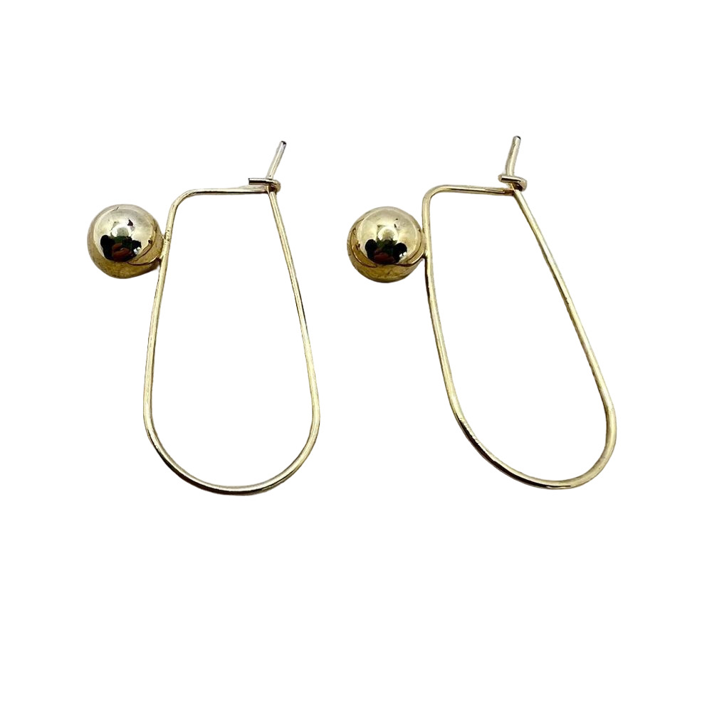 Gold tone ball drop dangle hoop earrings